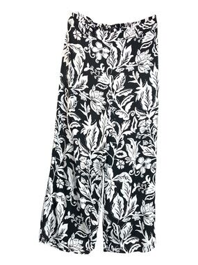 Rachel Zoe Black and White Floral Wide-Leg Pants Size M Lightweight